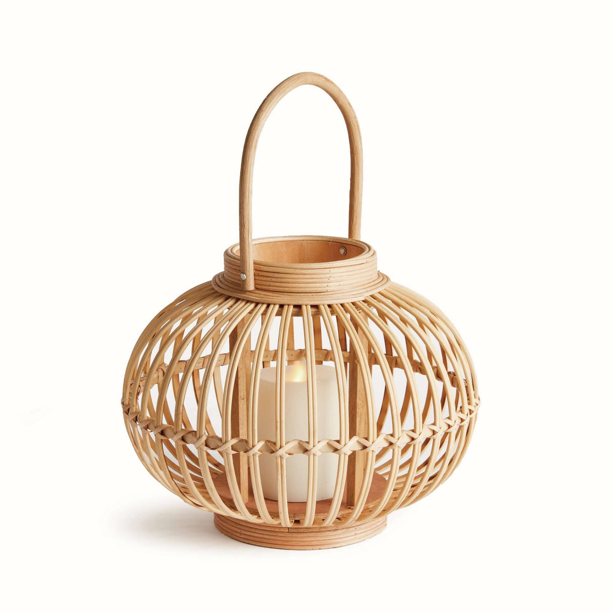 Woven Rattan Bamboo Round Candle Lantern-lantern-Parc Decor