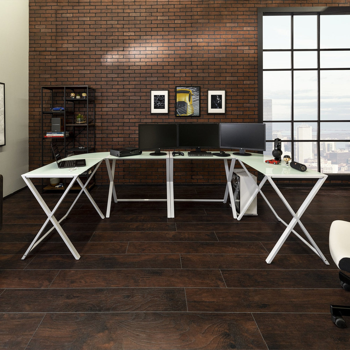 X Frame Command Center Gaming Desk Station-Home Office-Parc Decor