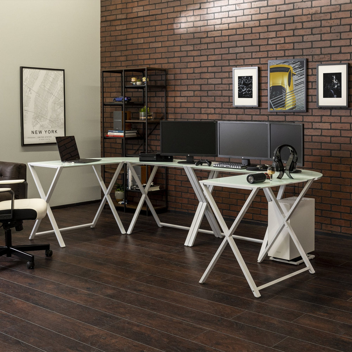 X Frame Command Center Gaming Desk Station-Home Office-Parc Decor