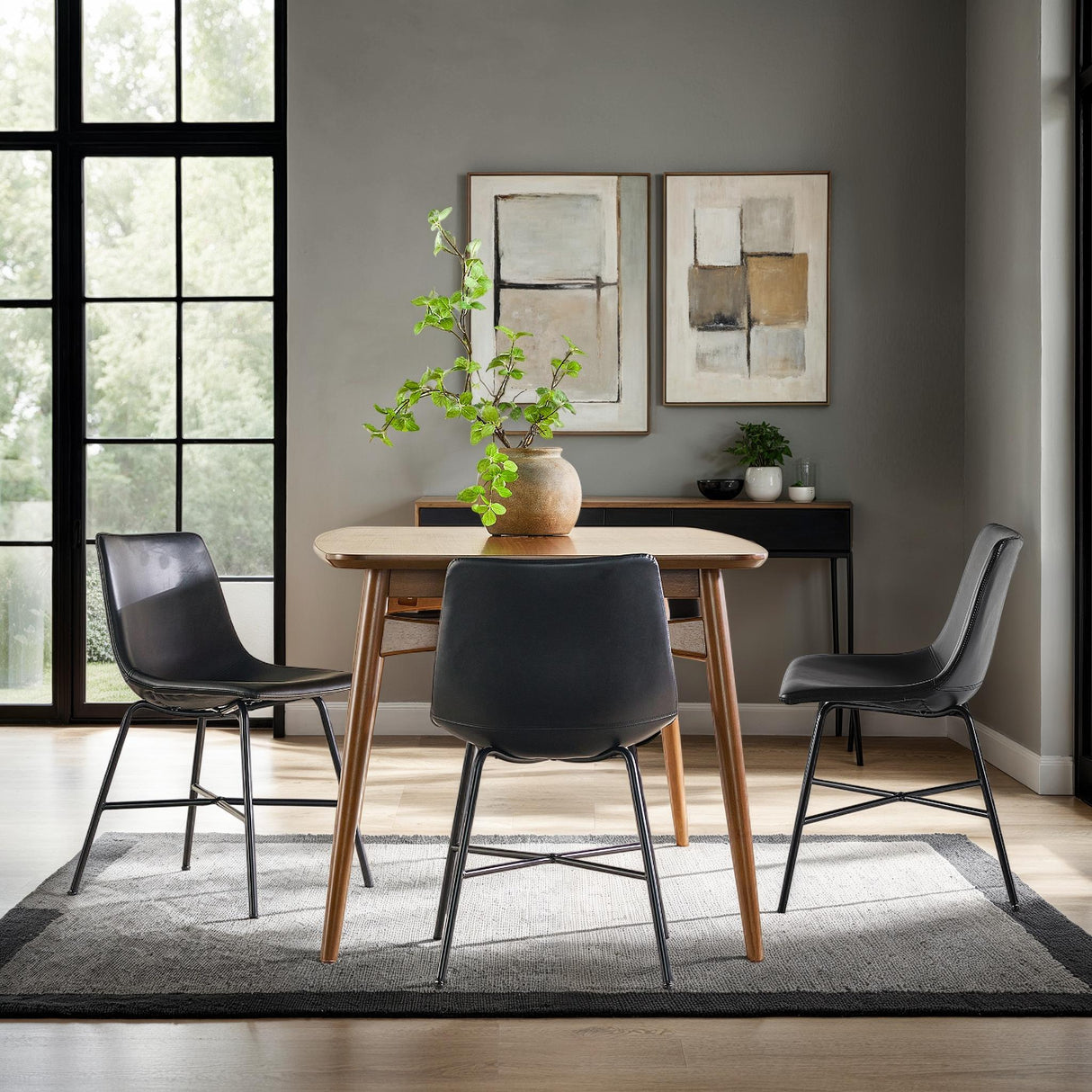 Xuma Urban Industrial Faux Leather Seating Collection (Dining Chair or Counter Stool), Set of 2-Dining / Kitchen-Parc Decor