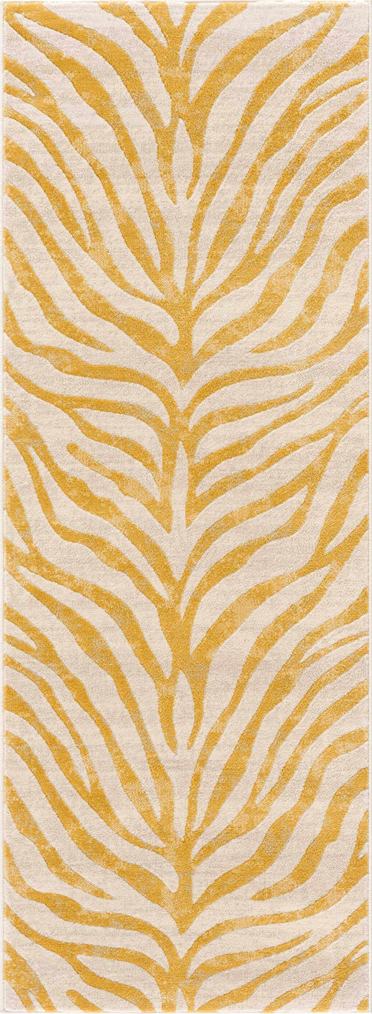 Yellow Terra Zebra Print Area Rug - Clearance-Rugs-Parc Decor