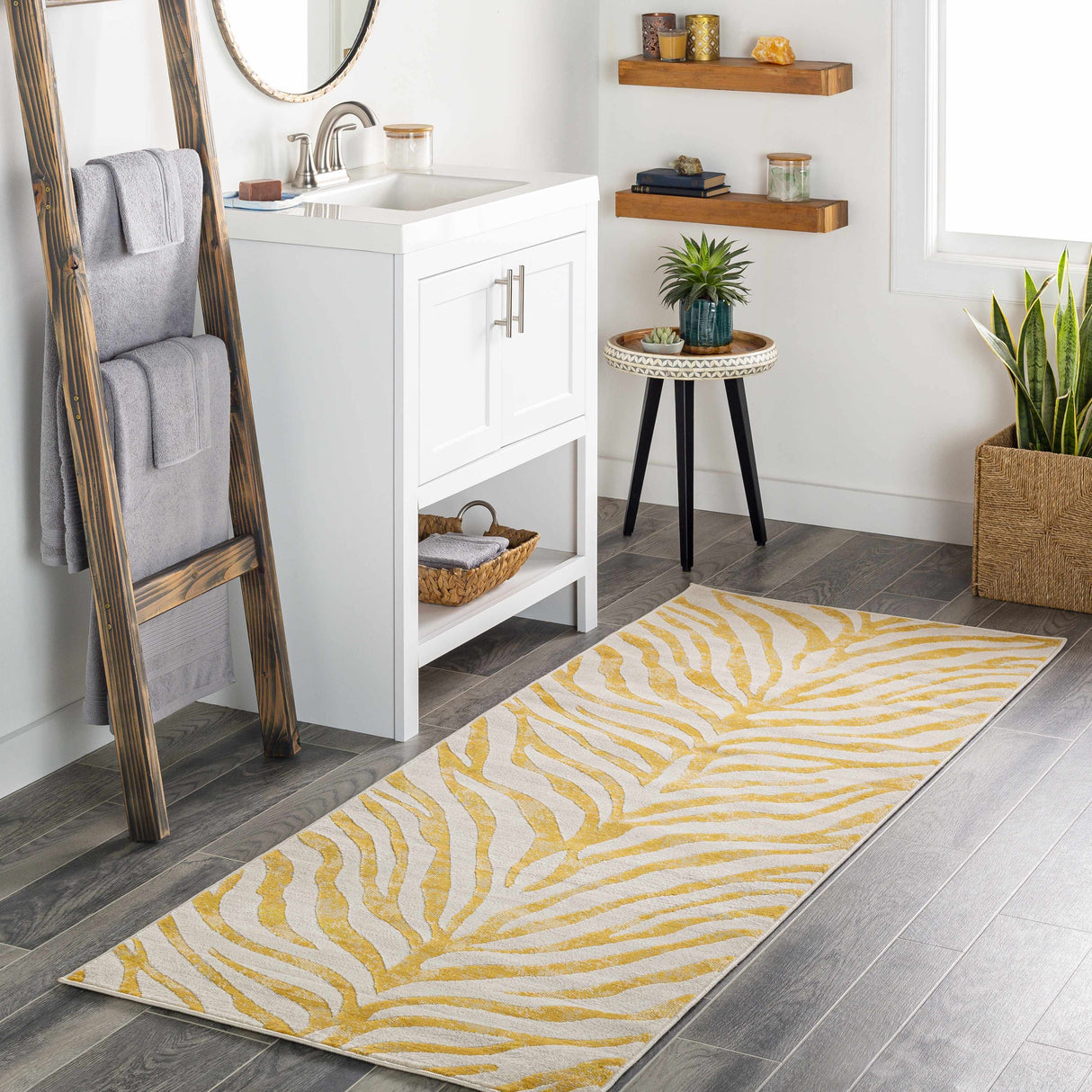 Yellow Terra Zebra Print Area Rug - Clearance-Rugs-Parc Decor