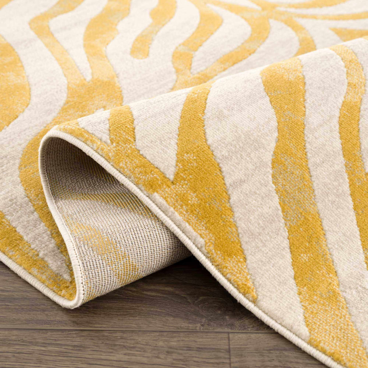 Yellow Terra Zebra Print Area Rug - Clearance-Rugs-Parc Decor