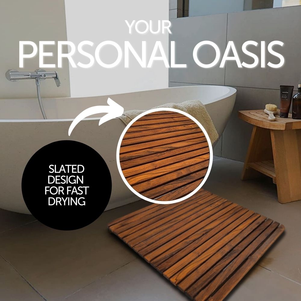 Yukon Teak Shower and Bathmat-Bath Mat-Parc Decor