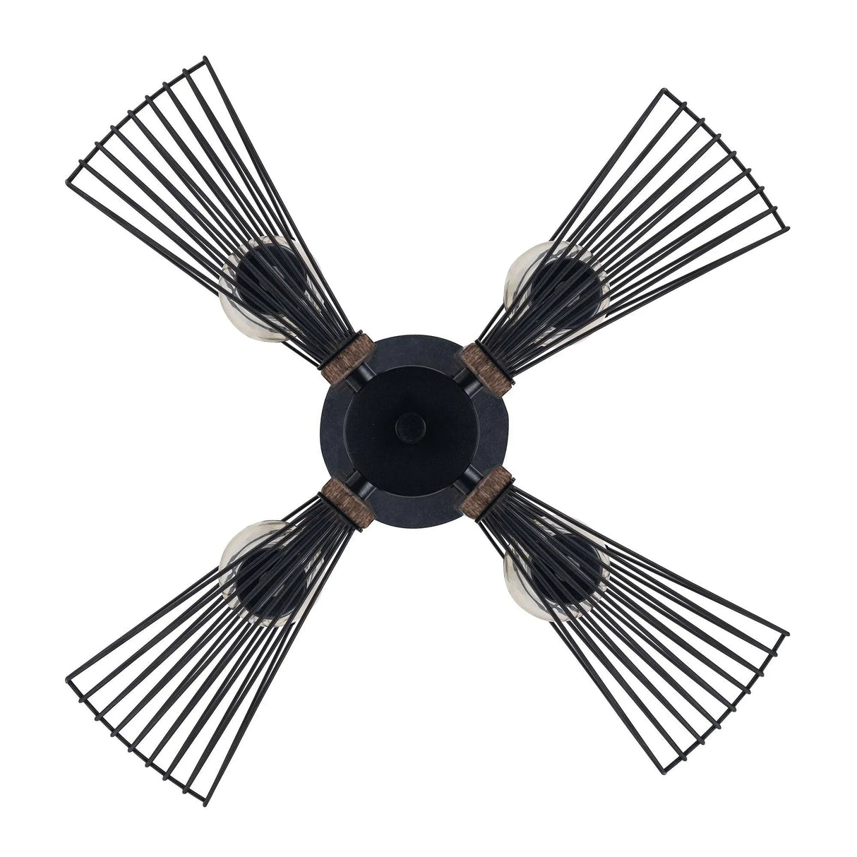 Zenith 4-Light Black & Wood Dimmable Island Pendant Light