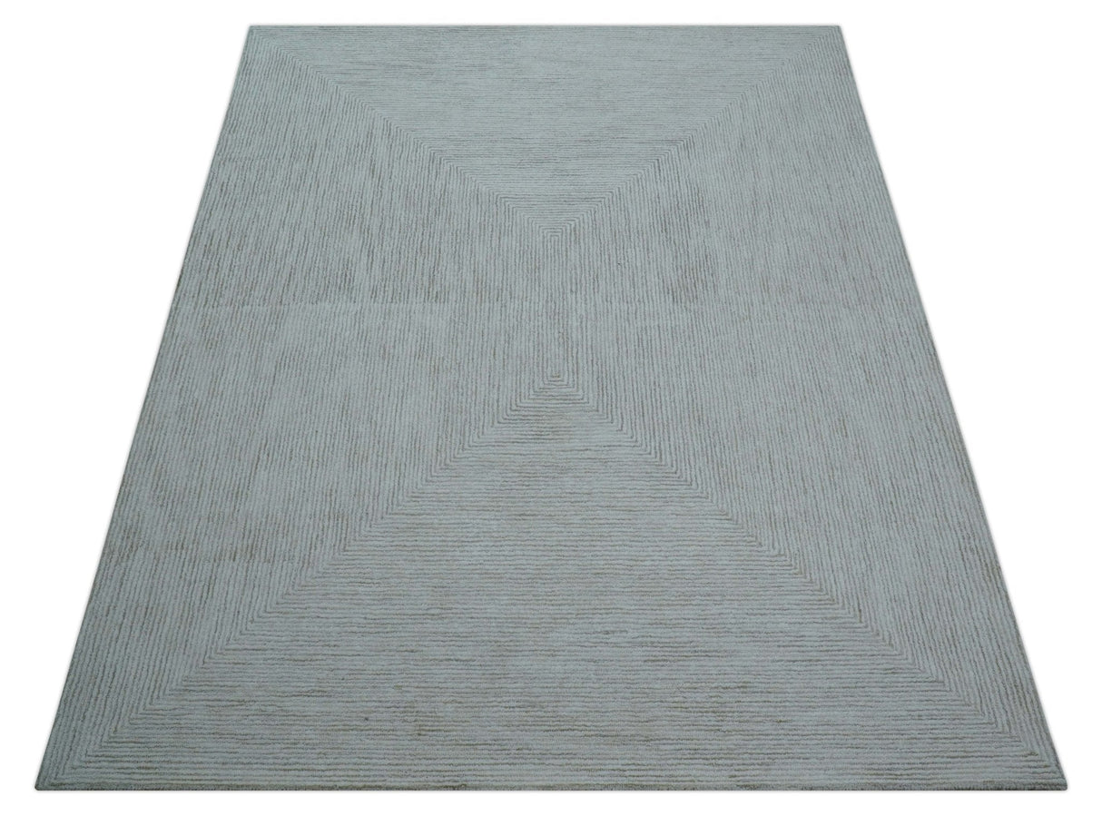 Zoha Custom Made Modern Style White And Beige Wool Rug