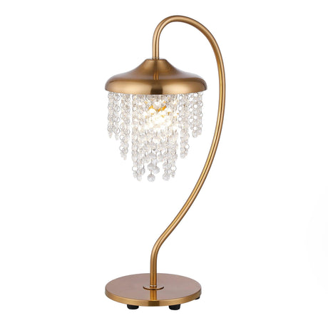 1-Light Golden Modern Table Lamp with Crystal Shade-Parc Decor
