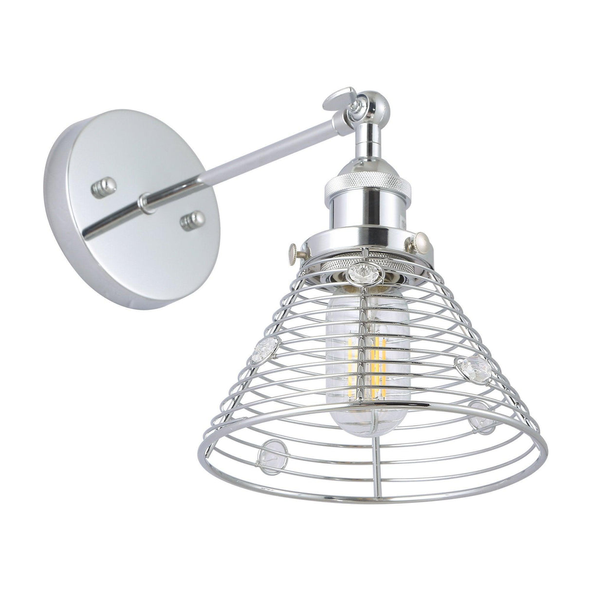 1-Light Modern Silver Wall Scone Light-Parc Decor