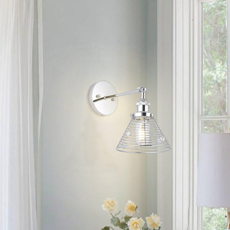 1-Light Modern Silver Wall Scone Light-Parc Decor