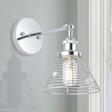 1-Light Modern Silver Wall Scone Light-Parc Decor