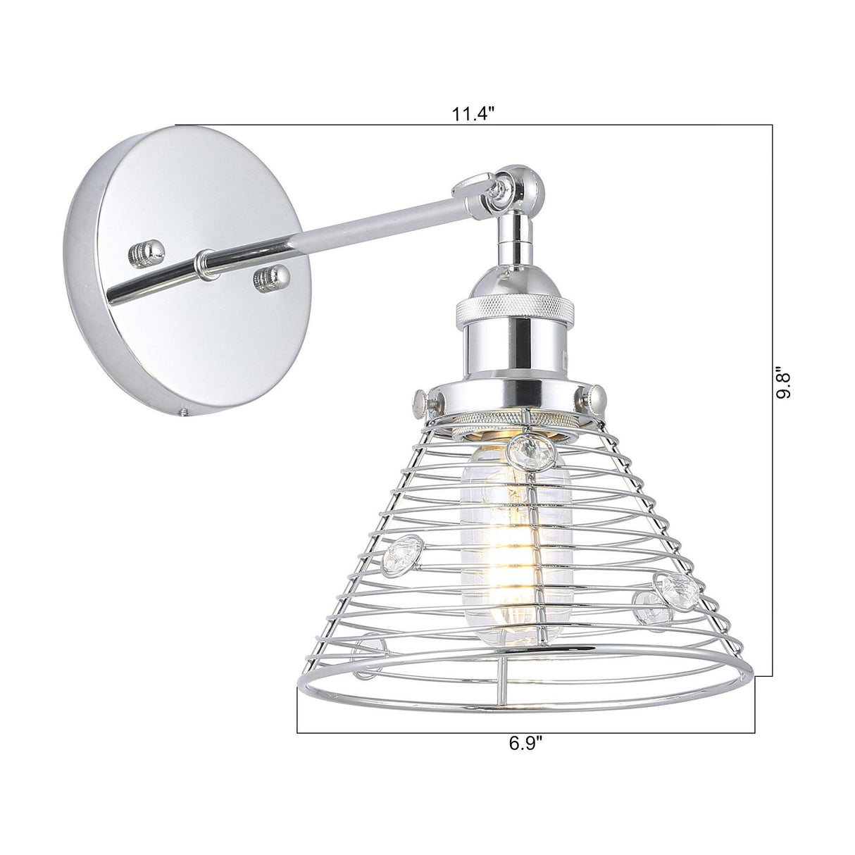 1-Light Modern Silver Wall Scone Light-Parc Decor
