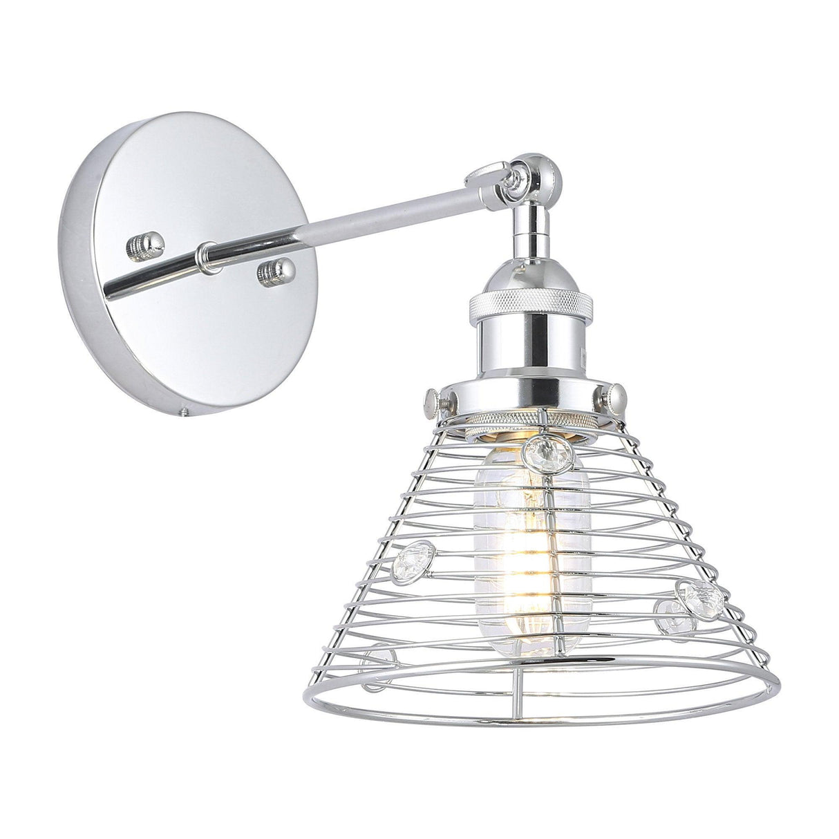 1-Light Modern Silver Wall Scone Light-Parc Decor