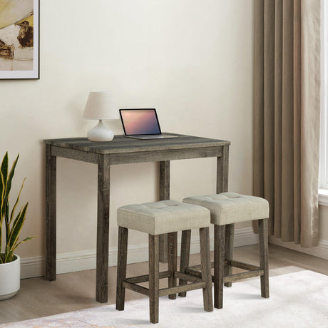 1 Traditional Breakfast Dining Table Set with 2 Stools for Apartment-Parc Decor