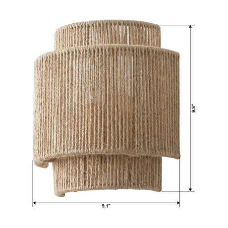1-Light Farmhouse Rattan Wall Sconce Lighting
