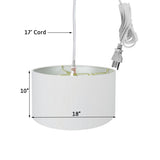 1 Light Swag Plug-In Pendant 18"w White Linen Shade, 17' White Cord