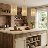 1-Light Wooden Beads Farmhouse Beige Dry Rated Island Pendant Lighting