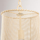 1-Light Wooden Beads Farmhouse Beige Dry Rated Island Pendant Lighting