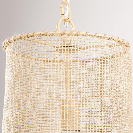 1-Light Wooden Beads Farmhouse Beige Dry Rated Island Pendant Lighting