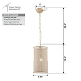 1-Light Wooden Beads Farmhouse Beige Dry Rated Island Pendant Lighting