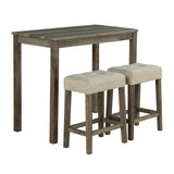 1 Traditional Breakfast Dining Table Set with 2 Stools for Apartment