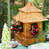 10 (+1 Free Bonus) Small Natural Rattan Pagoda Lanterns - Handmade
