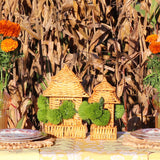 10 (+1 Free Bonus) Small Natural Rattan Pagoda Lanterns - Handmade