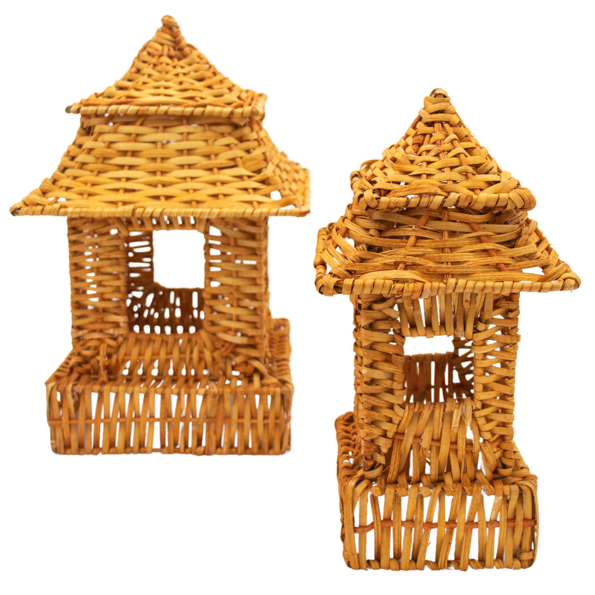 10 (+1 Free Bonus) Small Natural Rattan Pagodas – Handmade-Other Table Decoration-Parc Decor