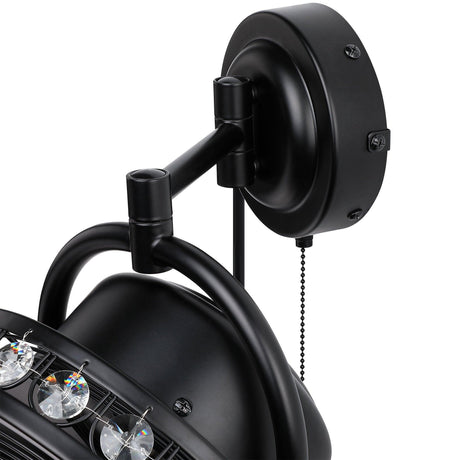 10" Modern Black Small Ceiling Fan with Pull Chain-Parc Decor