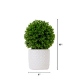 10" Artificial Boxwood Topiary Plant with Decorative Planter-Plant in Planter-Parc Decor