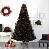 10’ Black Artificial Christmas Tree with 950 Clear LED Lights and 3056 Tips-Christmas Tree-Parc Decor
