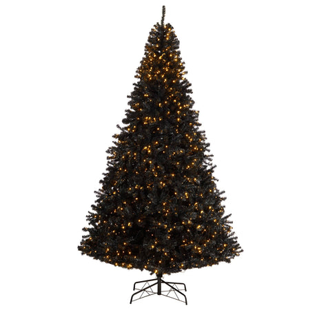 10’ Black Artificial Christmas Tree with 950 Clear LED Lights and 3056 Tips-Christmas Tree-Parc Decor