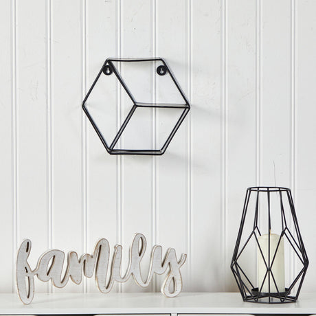 10” Black Matte Hexagon Wall Shelf