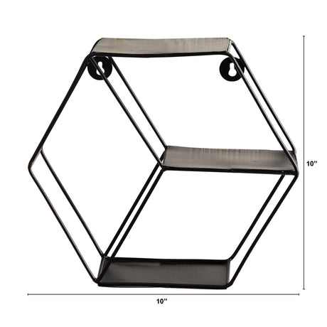 10” Black Matte Hexagon Wall Shelf-Wall Decor-Parc Decor