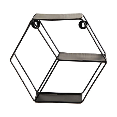 10” Black Matte Hexagon Wall Shelf-Wall Decor-Parc Decor