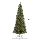 10' Cashmere Slim Artificial Christmas Tree with 750 Warm White Lights and 1908 Bendable Branches-Christmas Tree-Parc Decor
