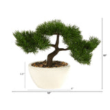 10” Cedar Bonsai Artificial Tree in Decorative Planter-Plant-Parc Decor