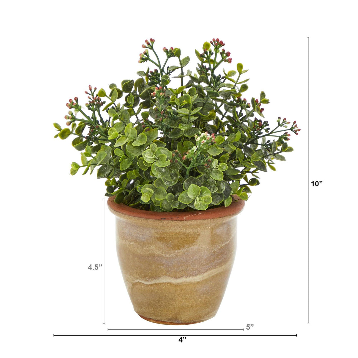 10” Eucalyptus and Sedum Succulent Artificial Plant in Ceramic Planter-Plant-Parc Decor