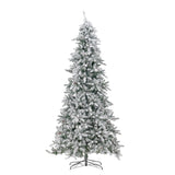 10’ Flocked Livingston Fir Artificial Christmas Tree with Pine Cones, 750 Clear Warm LED Lights and 2424 Bendable Branches-Christmas Tree-Parc Decor