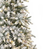 10’ Flocked Livingston Fir Artificial Christmas Tree with Pine Cones, 750 Clear Warm LED Lights and 2424 Bendable Branches-Christmas Tree-Parc Decor