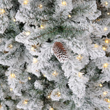 10’ Flocked Livingston Fir Artificial Christmas Tree with Pine Cones, 750 Clear Warm LED Lights and 2424 Bendable Branches-Christmas Tree-Parc Decor