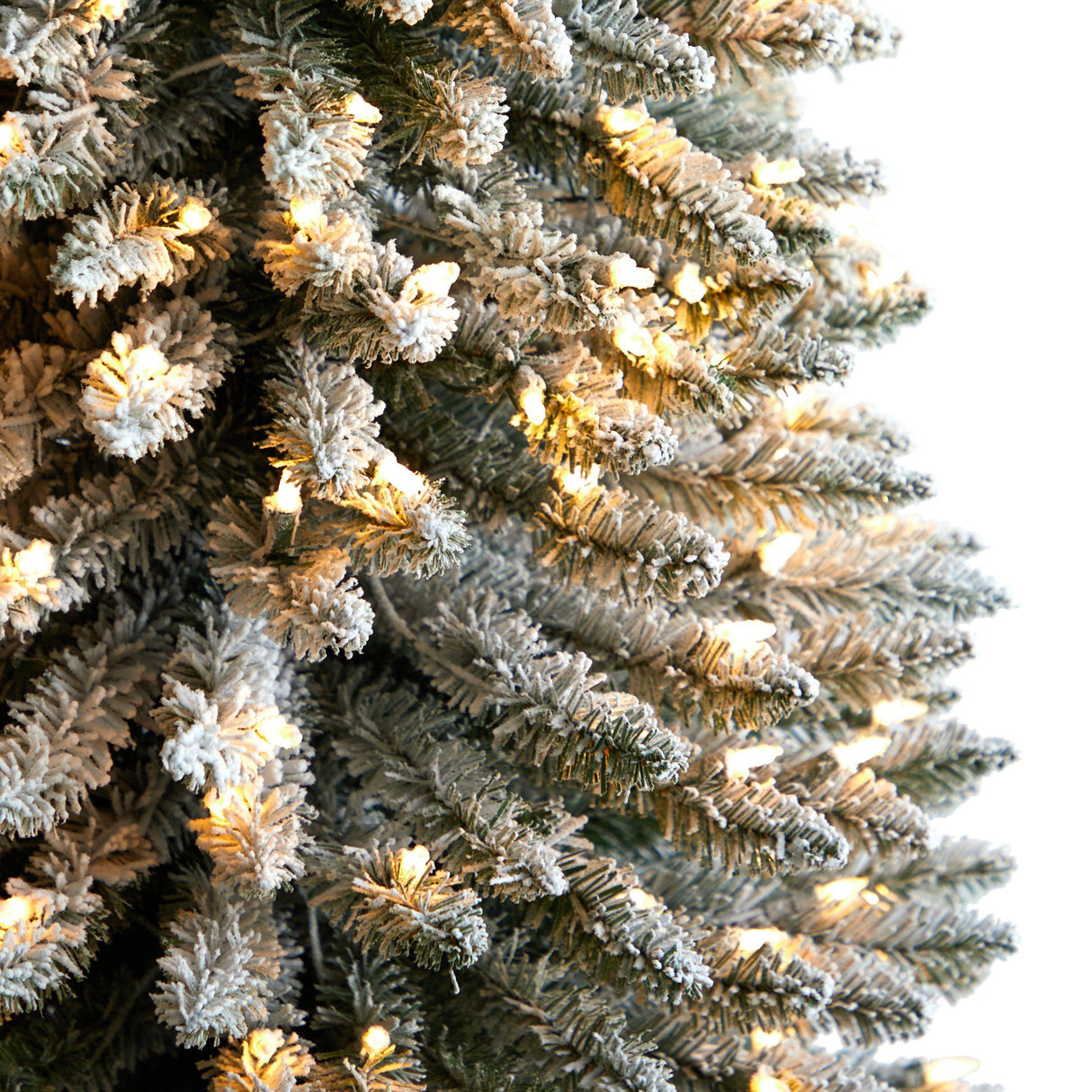 10’ Flocked Pencil Artificial Christmas Tree with 700 Clear Lights and 1145 Bendable Branches-Christmas Tree-Parc Decor