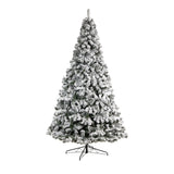 10' Flocked West Virginia Fir Artificial Christmas Tree with 800 Warm White LED Lights and 1680 Tips-Christmas Tree-Parc Decor