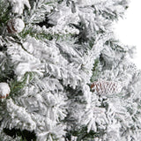 10' Flocked White River Mountain Pine Christmas Tree with Pinecones and 800 Clear LED Lights-Christmas Tree-Parc Decor