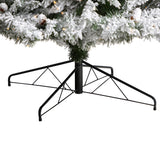 10' Flocked White River Mountain Pine Christmas Tree with Pinecones and 800 Clear LED Lights-Christmas Tree-Parc Decor