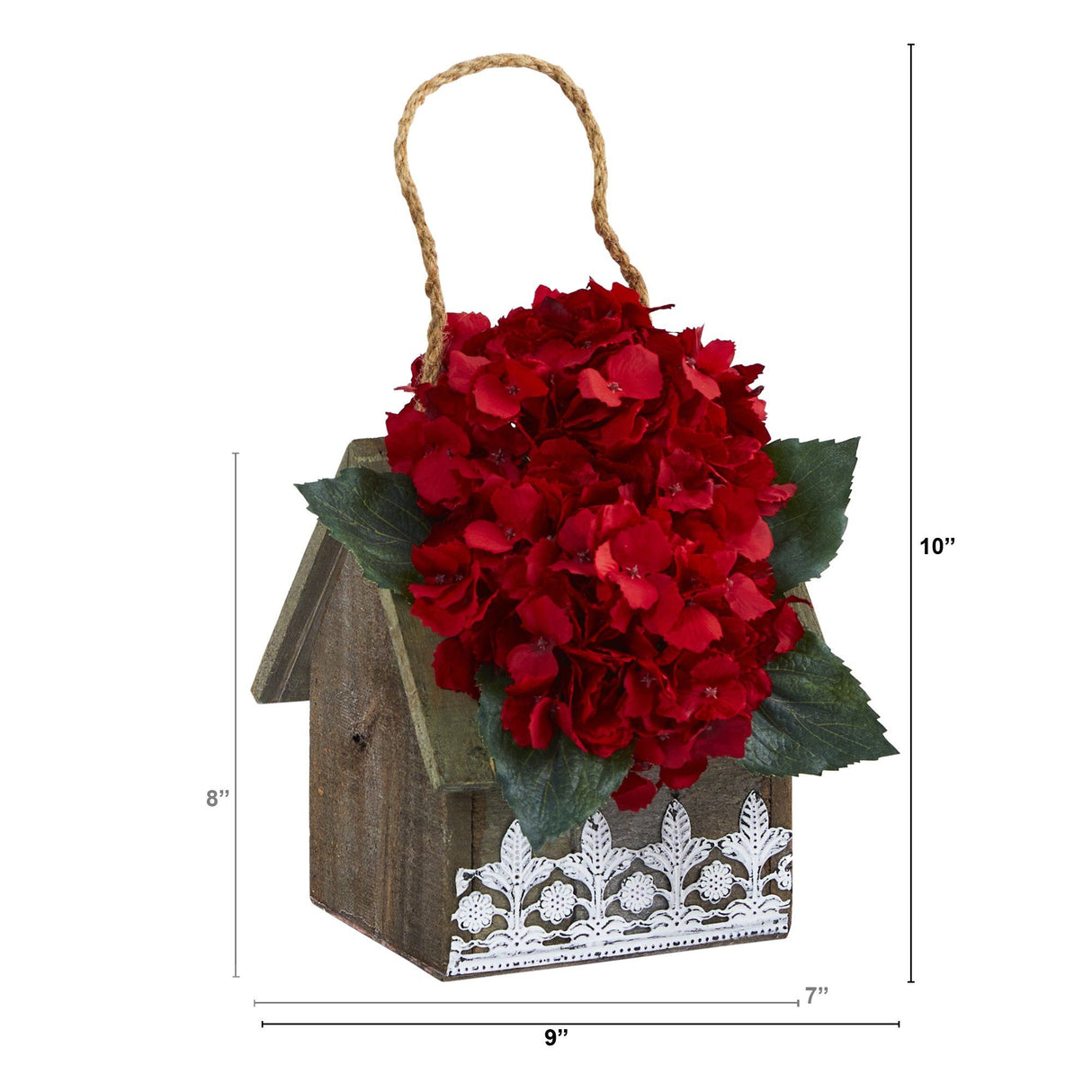 10” Hydrangea Artificial Arrangement in Hanging Floral Design House Planter-Plant-Parc Decor