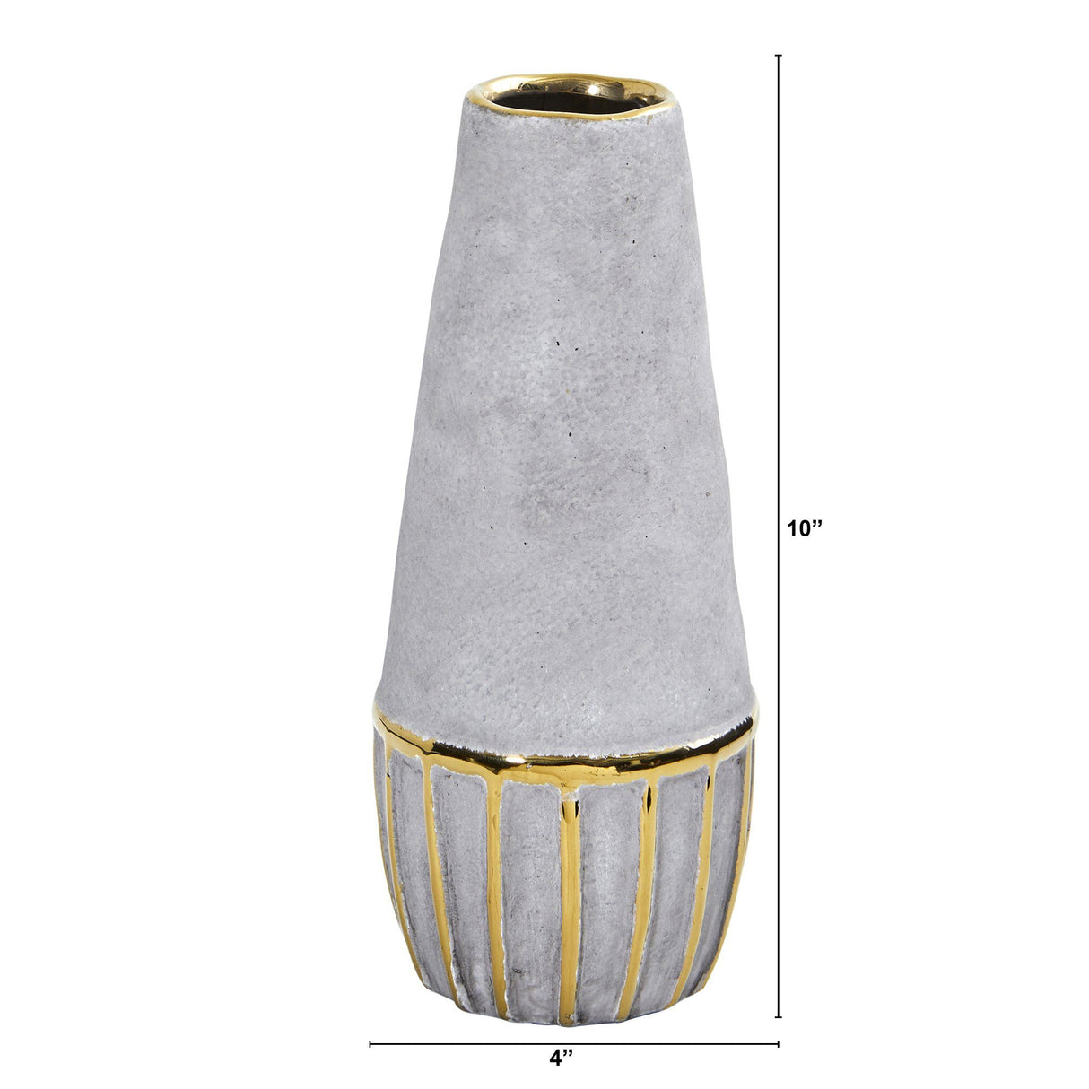 10” Regal Stone Decorative Vase with Gold Accents-Vase-Parc Decor