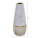 10” Regal Stone Decorative Vase with Gold Accents-Vase-Parc Decor