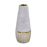 10” Regal Stone Decorative Vase with Gold Accents-Vase-Parc Decor
