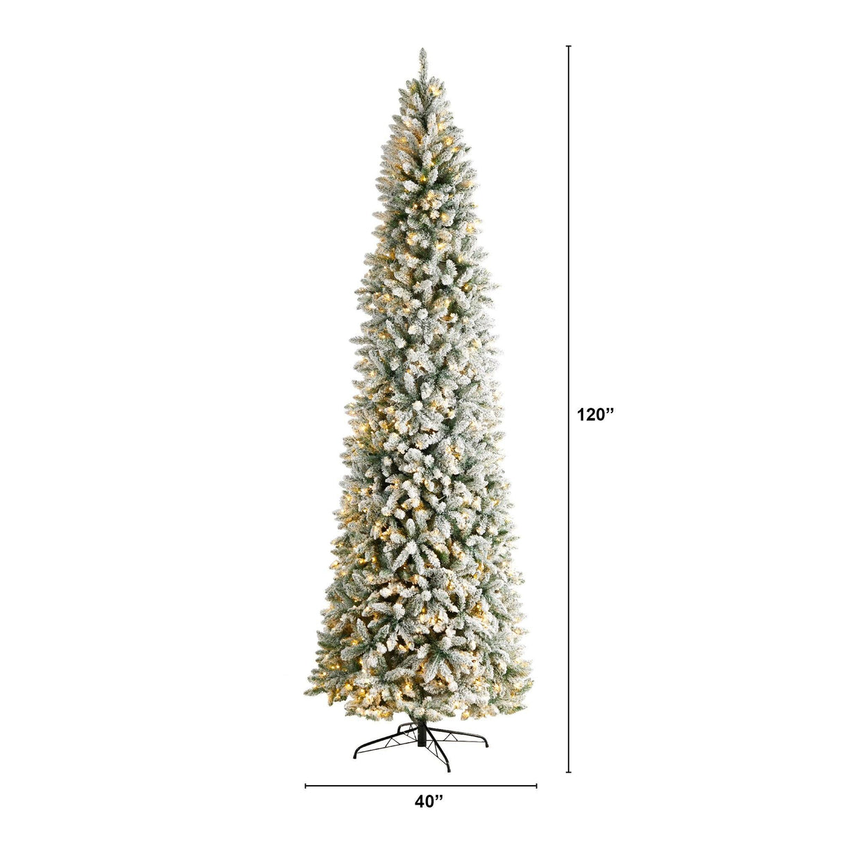 10’ Slim Flocked Montreal Fir Artificial Christmas Tree-Christmas Tree-Parc Decor