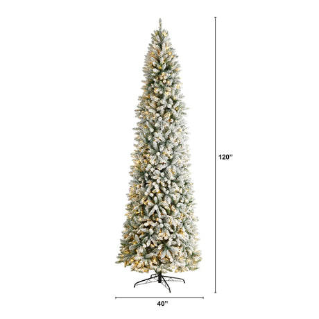 10’ Slim Flocked Montreal Fir Artificial Christmas Tree-Christmas Tree-Parc Decor